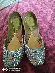 Fulkari Women's Mirror Peach Gold Genuine Soft Leather Embroidered ...