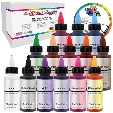 Buy U.S. Cake Supply Airbrush Cake Color Set - The 12 Most Popular ...