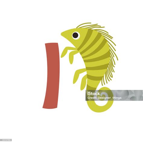 Ilustración de Símbolo Del Alfabeto Animal De Iguana Carta En Inglés Que Aislé Sobre Fondo ...
