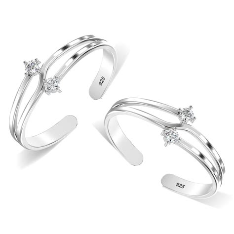 Buy 925 Sterling Silver Double Stone Toe Ring Online