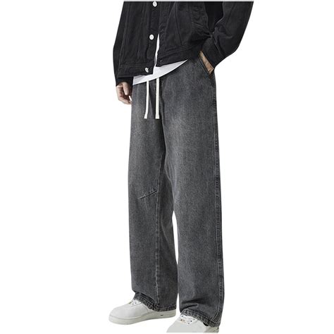 Wyobmus Men's Loose Fit Jeans Vintage Straight Wide Leg Denim Pants ...