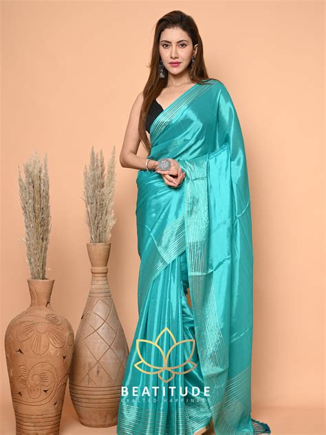 Sea Green Pure Viscose Handloom Weaving Saree – Beatitude