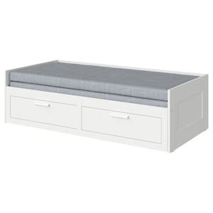 BRIMNES Day-bed w 2 drawers/2 mattresses, white/Ågotnes firm, 80x200 cm ...