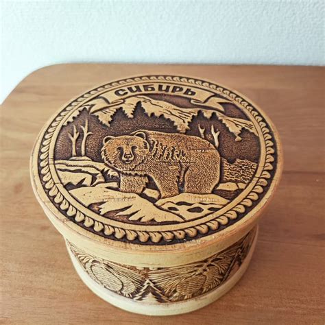【BE127】北欧ロシア雑貨、ベレスタ・白樺の小物入れ【森のクマ】 | 中島雑貨 -ロシア直輸入販売-