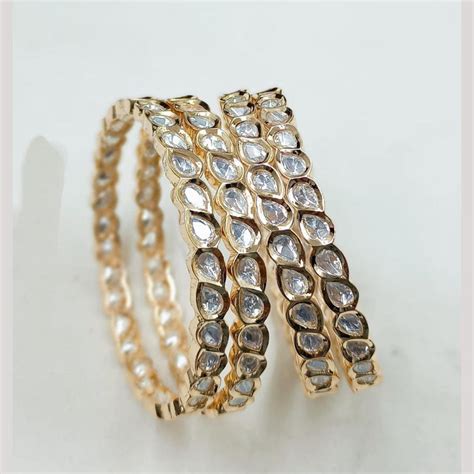NAFJ Designer Polki Kundan Stone Bangles Set – JewelEMarket