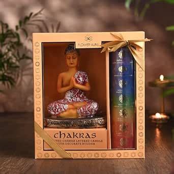 FlowerAura Premium Gift Hamper of Scented Chakra Candle with Buddha ...