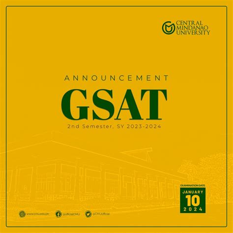 The last schedule for the Graduate Studies Admission Test (GSAT) for ...