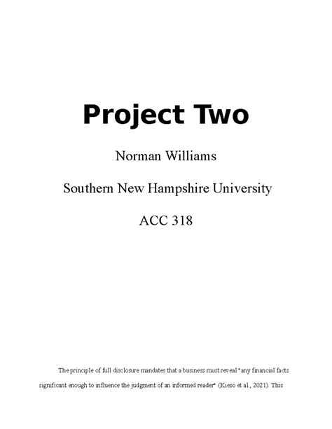 Project 2 - Project Two Norman Williams Southern New Hampshire ...