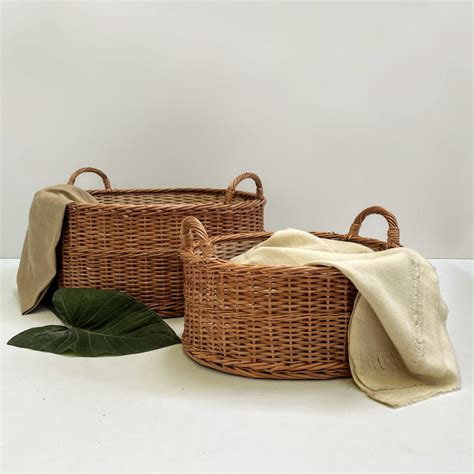 Peony Basket: Handwoven Wicker Basket: Laundry Floor Basket – Mianzi