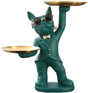 Lyla French Bulldog Butler Sculpture Resin Dog Butler with Tray for ...