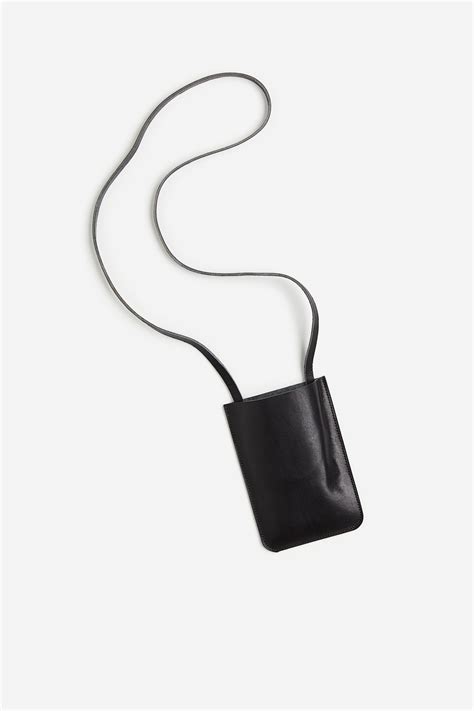 Leather neck-strap pouch - Black - Men | H&M IN