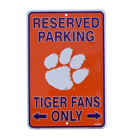 Trinx Reserved Tigers Fans Only Parking Metal Sign Clemson Game Room ...