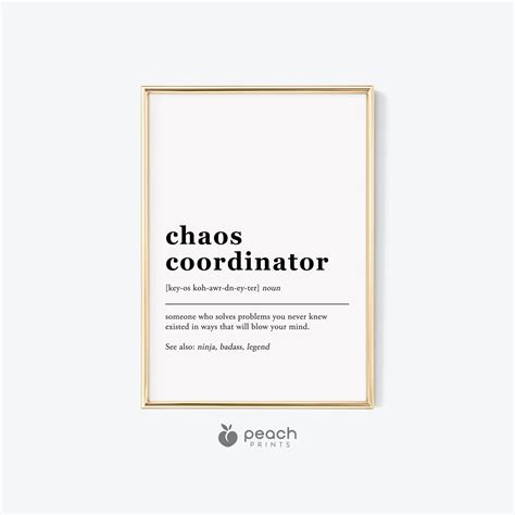 Chaos Coordinator Definition Printable Art Office Gift Ideas - Etsy