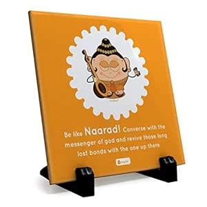 Indigifts Ceramic Be Like Narad Printed Tile (Yellow, 6x6 Inches ...