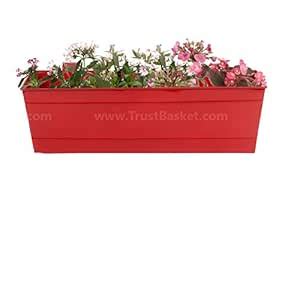 TrustBasket Rectangular Railing Planter - Red (18 Inch) | Heavy Duty ...