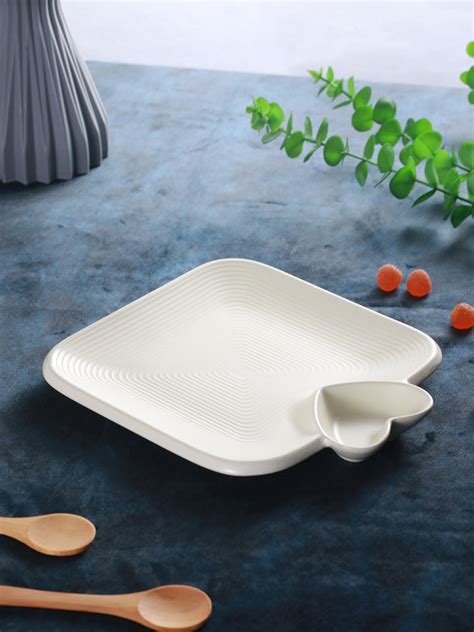 Buy | White Ceramic Serving Dish With Sections | Tied Ribbons