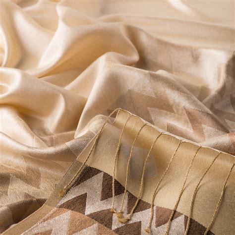 Cream Zigzag Silk Scarf | Ipekevi