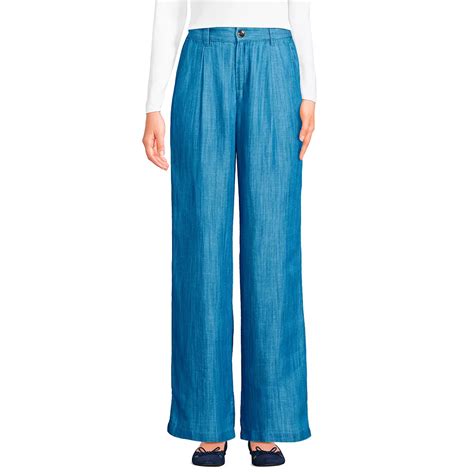 Women's Lands' End High Rise Pleated Wide Leg Pants
