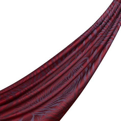 Burgundy Zebra Print Cotton Silk Scarf | Ipekevi