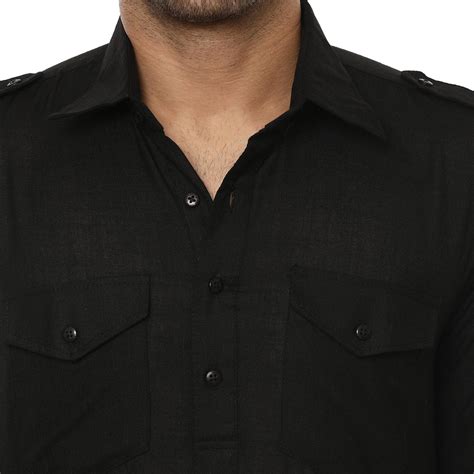 Buy Handmade Men's Wear Pathani Kurta Salwar Set for Man Solid Black ...