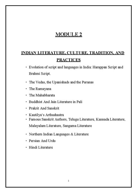 ITCS-Module 2-Notes ppt (1) - MODULE 2 INDIAN LITERATURE, CULTURE ...