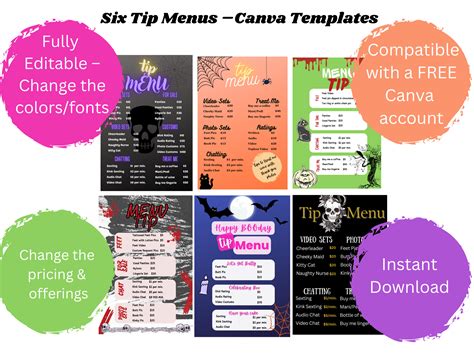 Onlyfans Tip Menu, Six Spooky Themed Tip Menu, Halloween Onlyfans Template, Onlyfans Bundle ...