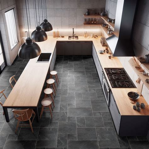 Modern Black Slate Floor Home Natural Split Surface Rusty Slate Floor