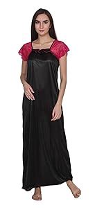 Buy Klamotten Criss Cross Sea Green Satin Long Nightwear at Amazon.in