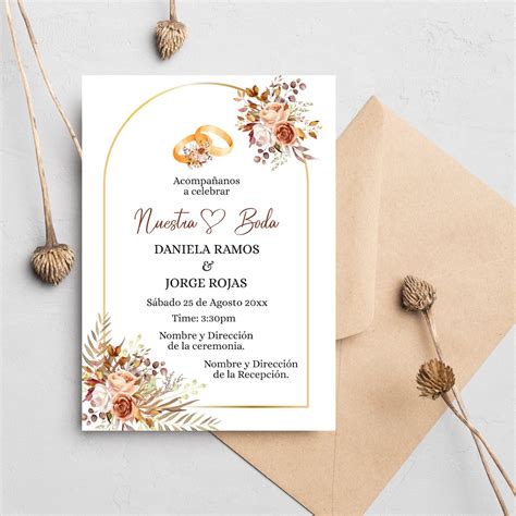 Spanish Wedding Terracotta Invitation-floral Spanish Burnt Orange ...