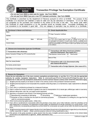 AZ DoR 5000 2017 - Fill out Tax Template Online