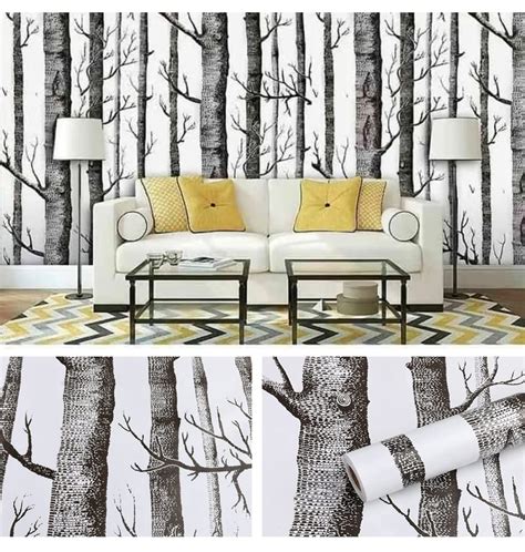 rawpockets Classic Nature Black and White Forest Wallpaper 300CM ...