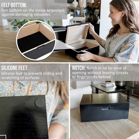 Buy e.r. crew box co. Large Wooden Box with Hinged Lid - 12x9 Inch Wood ...