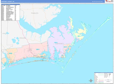Carteret County, NC Wall Map Color Cast Style by MarketMAPS