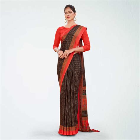 Women's Premium Italian Silk Small Butty Resort Uniform Saree– Uniform ...