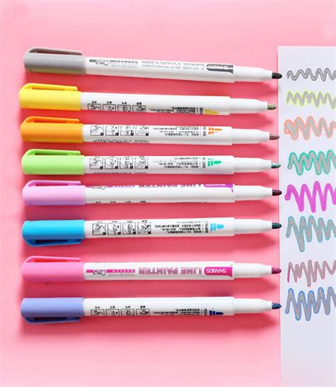 Double Line Outline Pen, Konooy Micron Dream 8 Colors Double Line ...