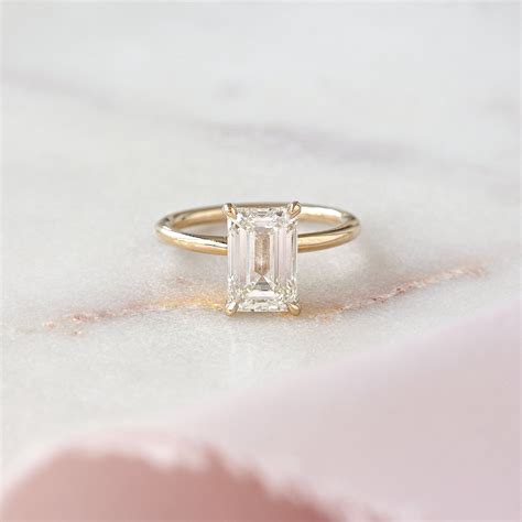2 CT Emerald Cut Solitaire Diamond Engagement Ring Demi ...