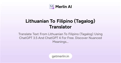 Lithuanian to Filipino (Tagalog) Translator