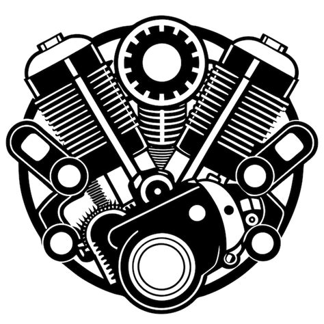 Motorbike engine silhouette vector | Premium AI-generated vector
