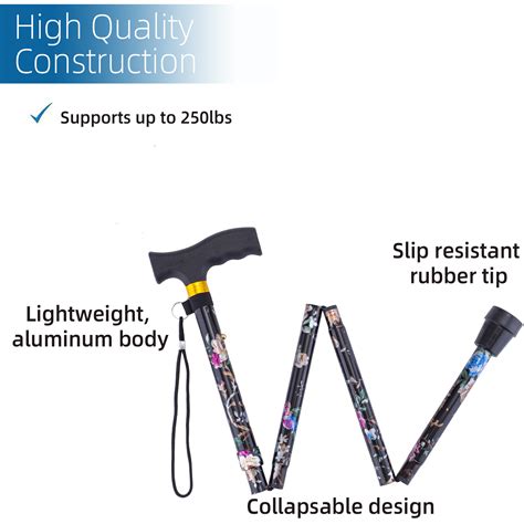 Buy ROGTZ Folding Walking Cane, 5-Level Height Adjustable Walking Stick ...