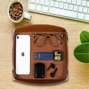 UK Leather Creation Valet Vegan Leather Tray | Desk Tray Organiser ...