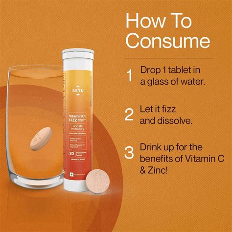 Buy SETU VITAMIN C: FIZZ - 20 EFFERVESCENT TABLETS| ORANGE FLAVOUR ...