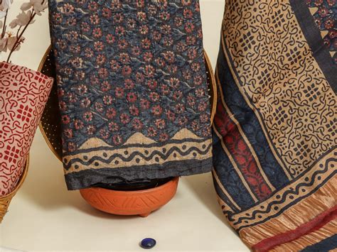 Shop premium jaipuri print tussar silk suit sets- Shalvi