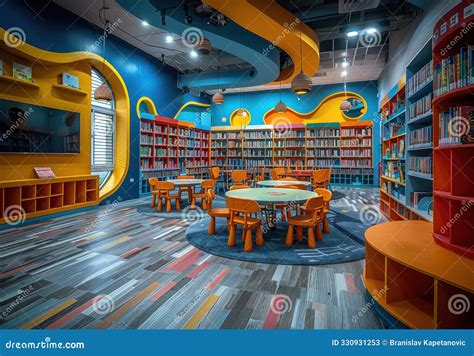 Bright and Inviting Primary School Library with Colorful Reading Nooks ...
