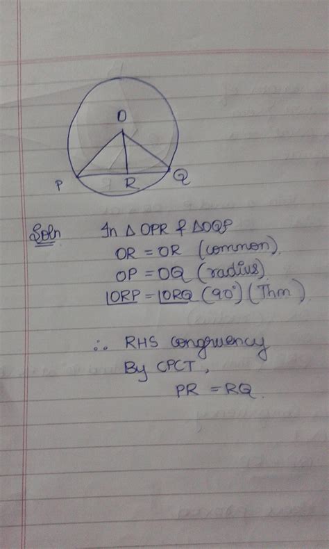 in a circle, the perpendicular form the centre to a chord bisect the ...