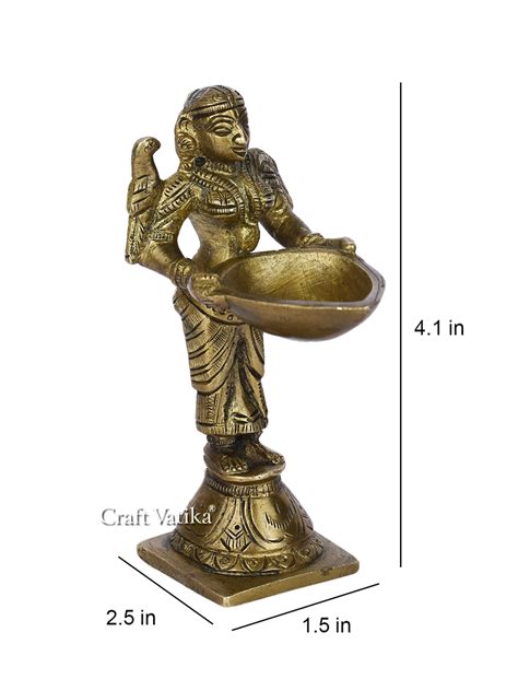 Buy Online Brass Lady Holding Diya Oil Lamp Stand Showpiece– CraftVatika