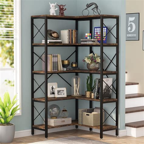 Tribesigns 5-Shelf Corner Bookshelf, Large Modern India | Ubuy