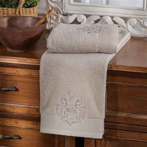 Buy MASPAR Vintage Acanthus Serenity Cotton Embroidered Bath Towel ...
