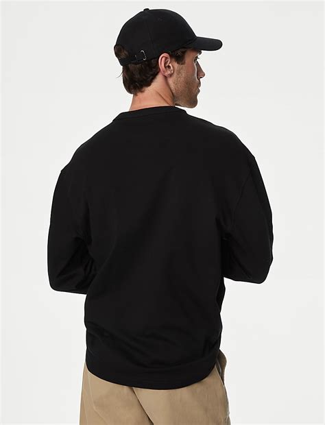 Buy Pure Cotton Long Sleeve Oversized T-Shirt at Marks & Spencer