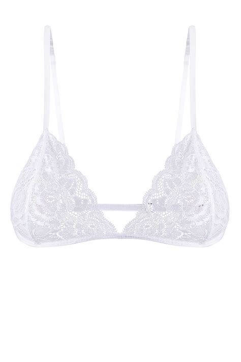 Mosmann White Isabella Lace Triangle Bralette | CheapUndies