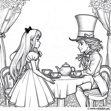Dibujo para colorear de Alicia en el país de las maravillas y el ...
